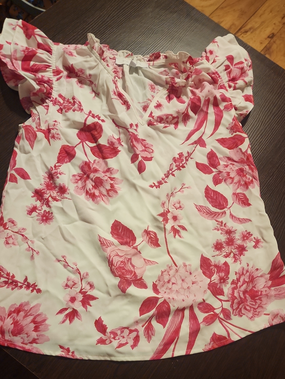 Sugarlips White Top with Pink Floral Trim